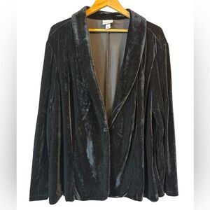 Ava & Viv Velvet Jacket Shawl Collar Black Single Button | Women’s 3X